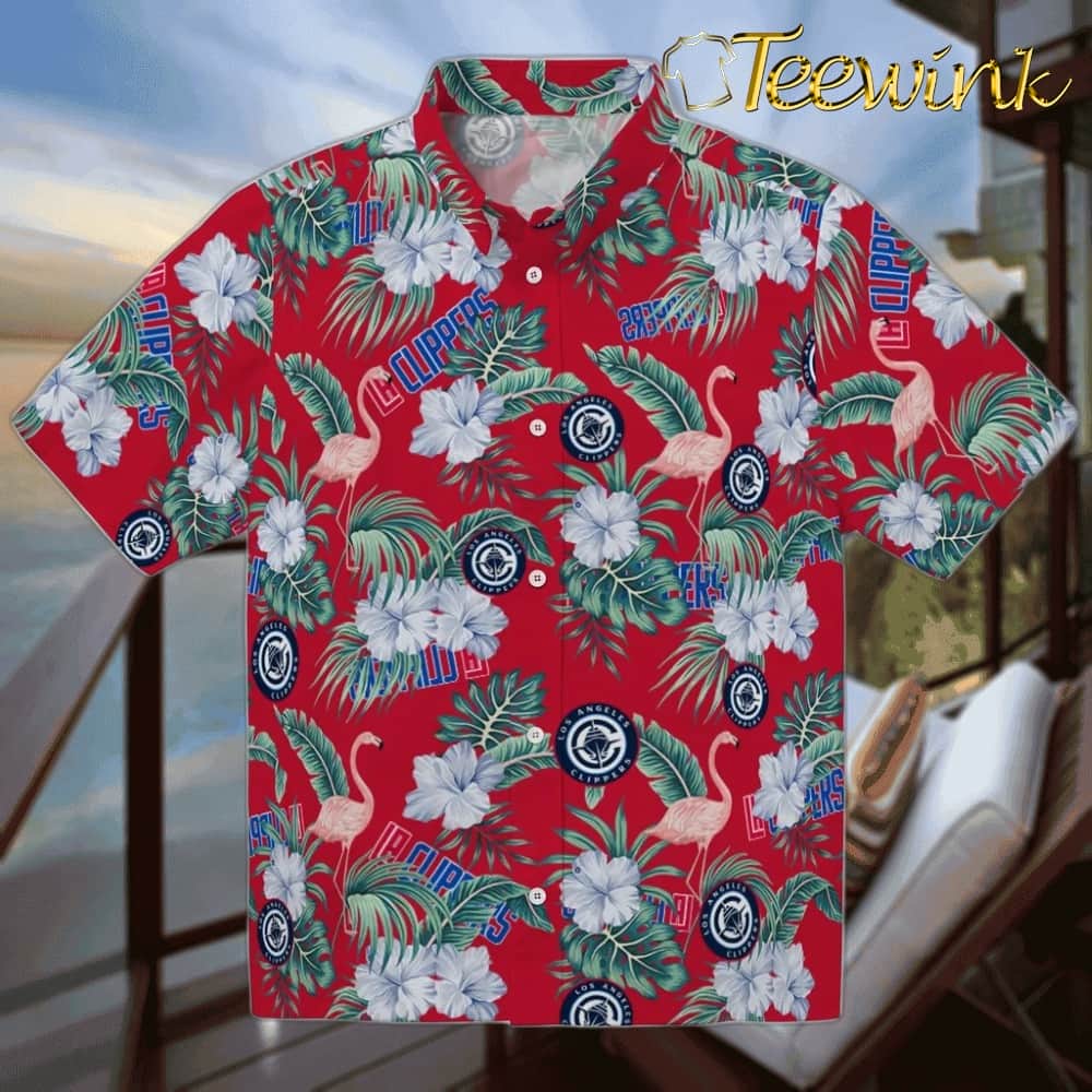 Flamingo and Hibiscus Los Angeles Clippers Hawaiian Shirt