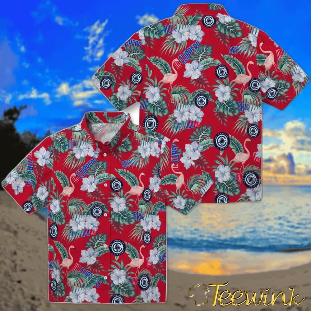 Flamingo and Hibiscus Los Angeles Clippers Hawaiian Shirt image 3 Flamingo and Hibiscus Los Angeles Clippers Hawaiian Shirt image 3
