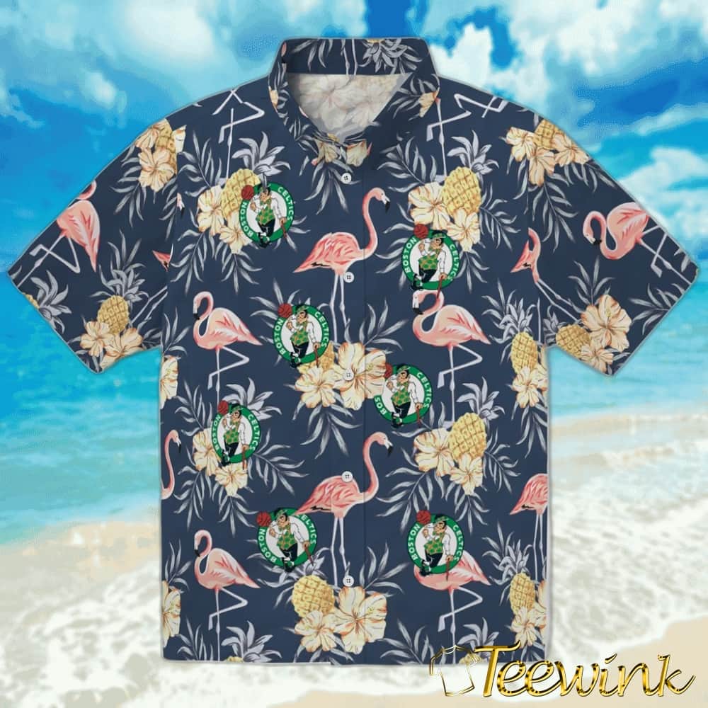 Flamingo Hibiscus Boston Celtics Hawaiian Shirt