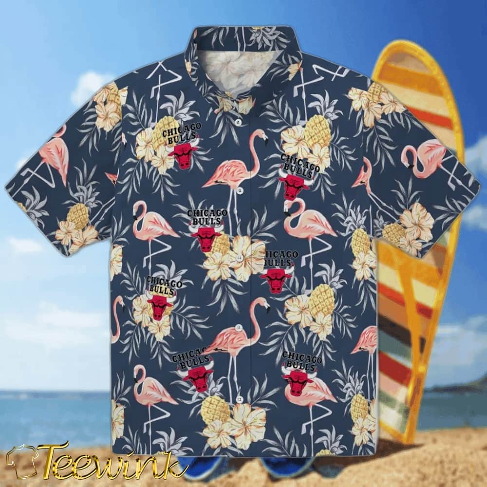 Flamingo Hibiscus Chicago Bulls Hawaiian Shirt