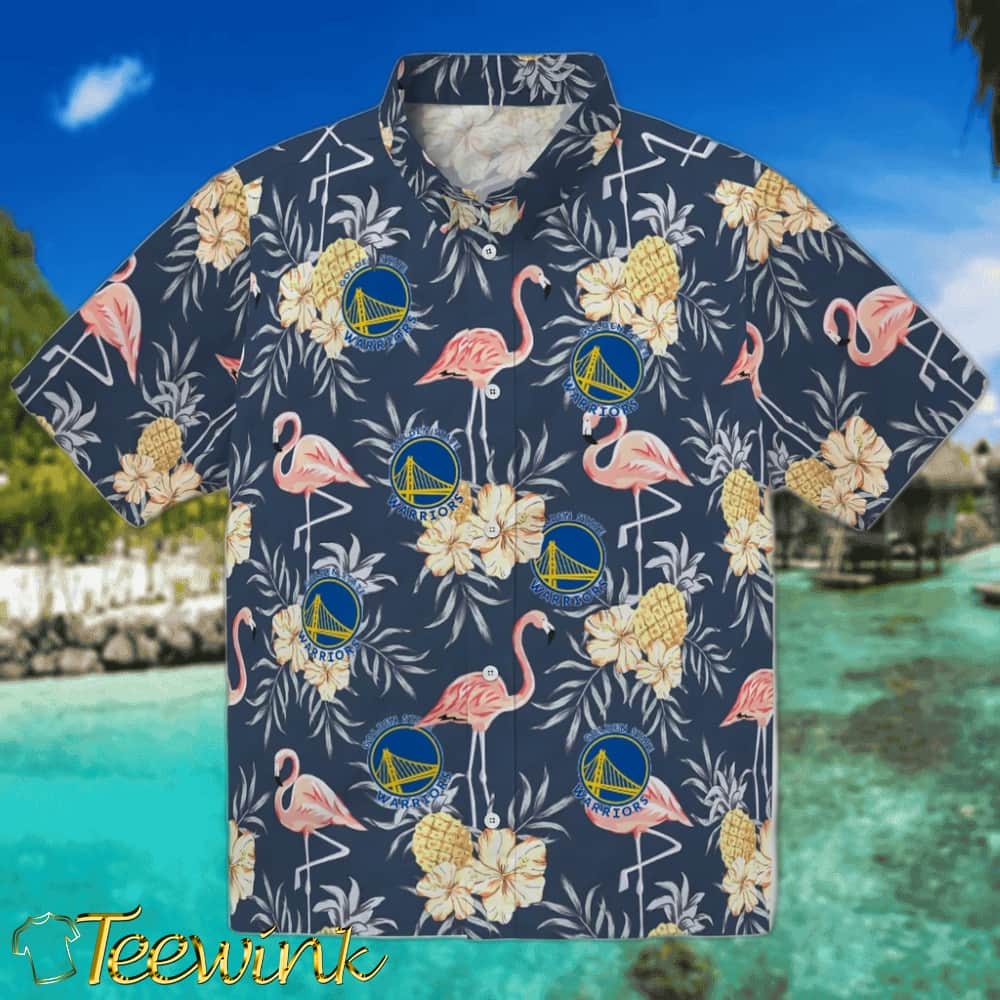 Flamingo Hibiscus Golden State Warriors Hawaiian Shirt