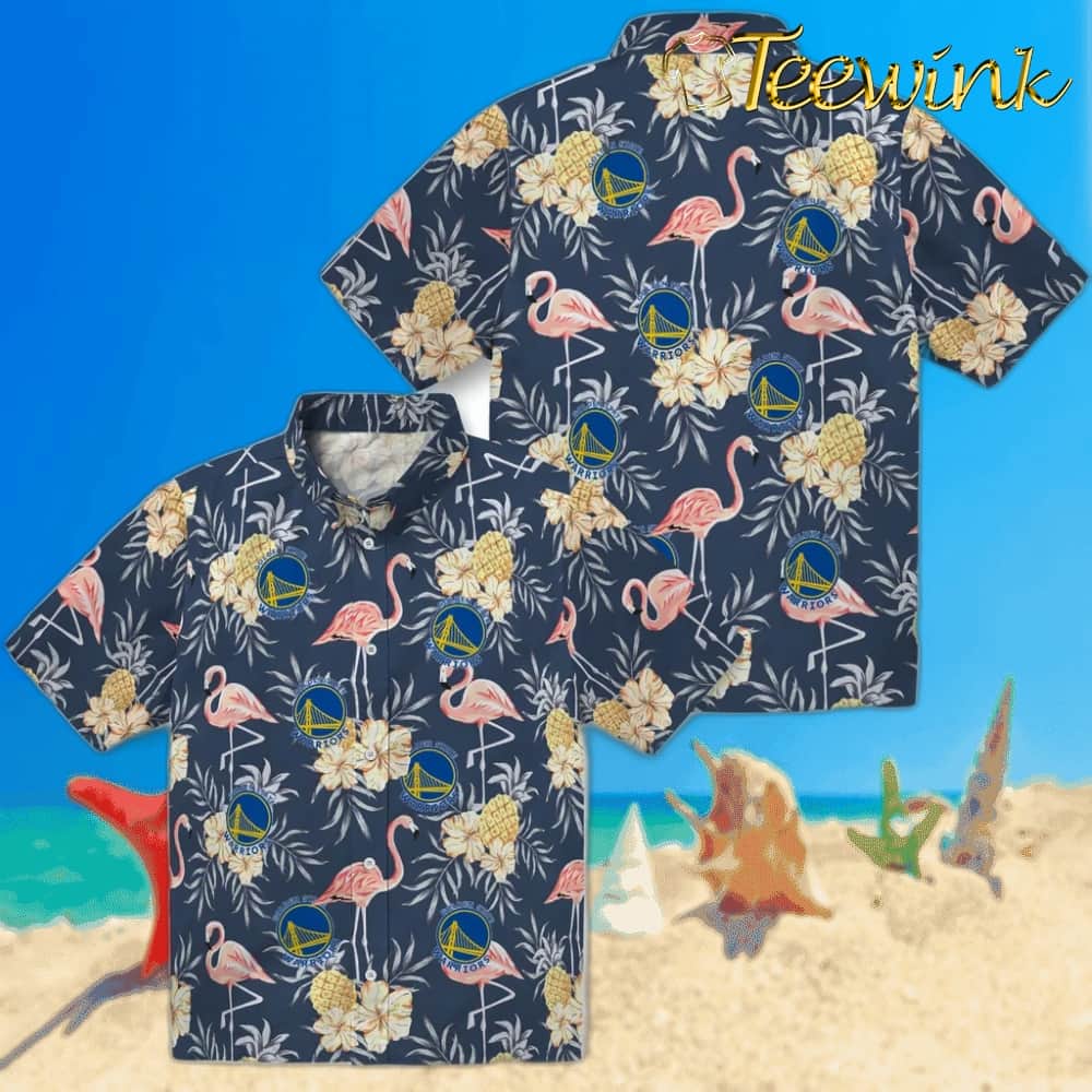 Flamingo Hibiscus Golden State Warriors Hawaiian Shirt image 3 Flamingo Hibiscus Golden State Warriors Hawaiian Shirt image 3