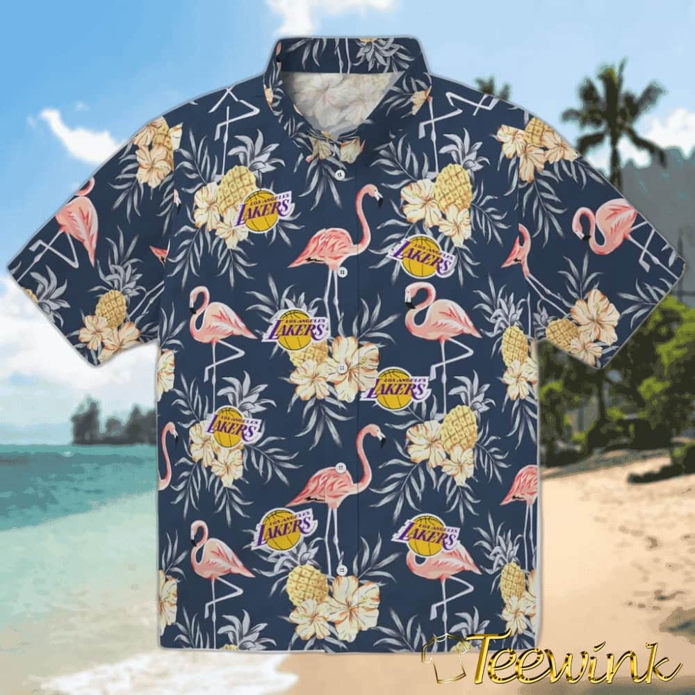 Flamingo Hibiscus Los Angeles Lakers Hawaiian Shirt