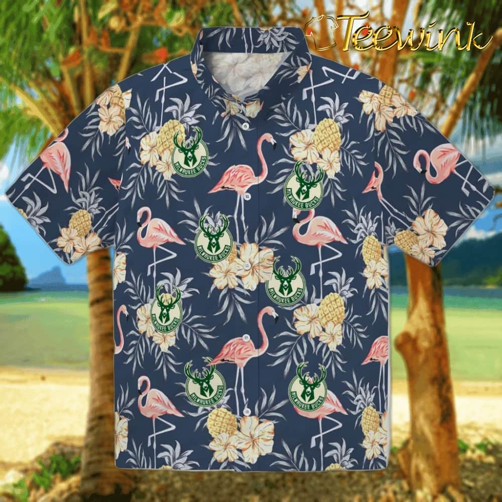 Flamingo Hibiscus Milwaukee Bucks Hawaiian Shirt
