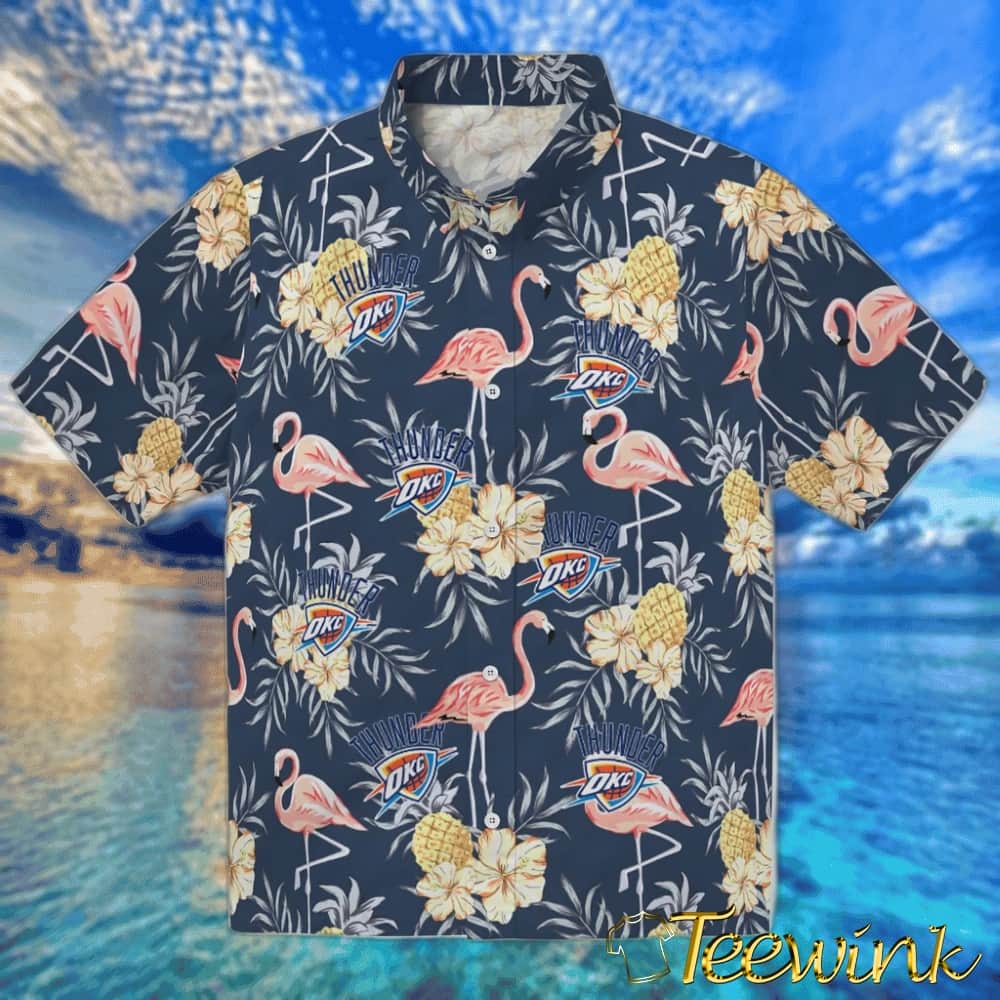 Flamingo Hibiscus Oklahoma City Thunder Hawaiian Shirt