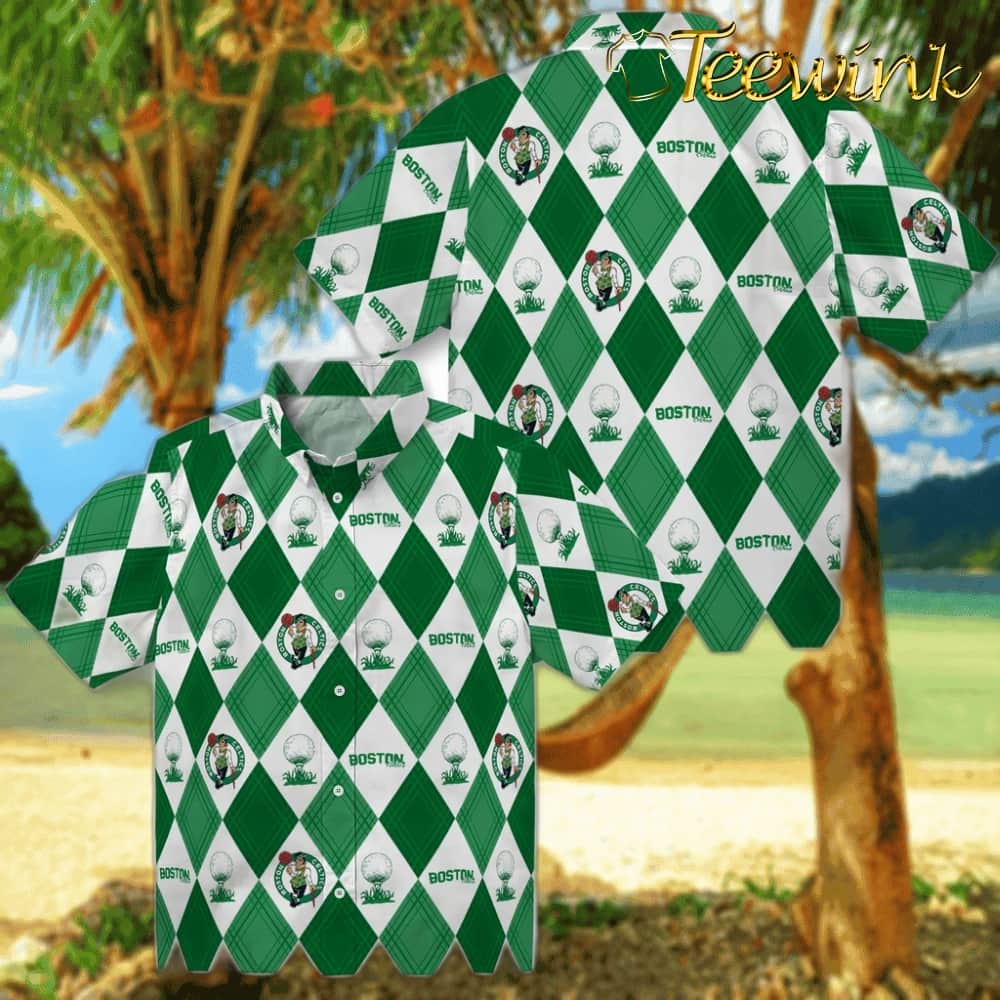Golfing Plaid Boston Celtics Hawaiian Shirt image 3 Golfing Plaid Boston Celtics Hawaiian Shirt image 3