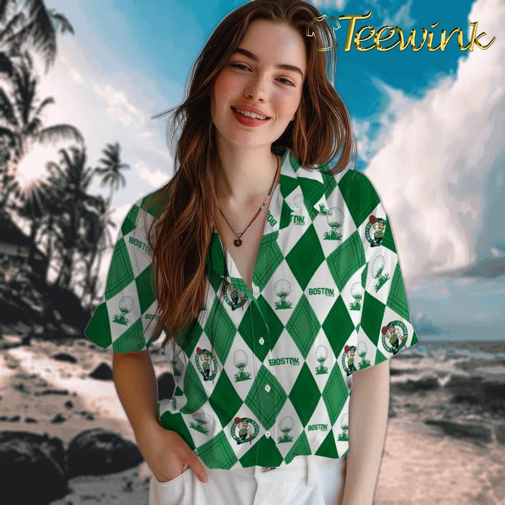 Golfing Plaid Boston Celtics Hawaiian Shirt image 4 Golfing Plaid Boston Celtics Hawaiian Shirt image 4