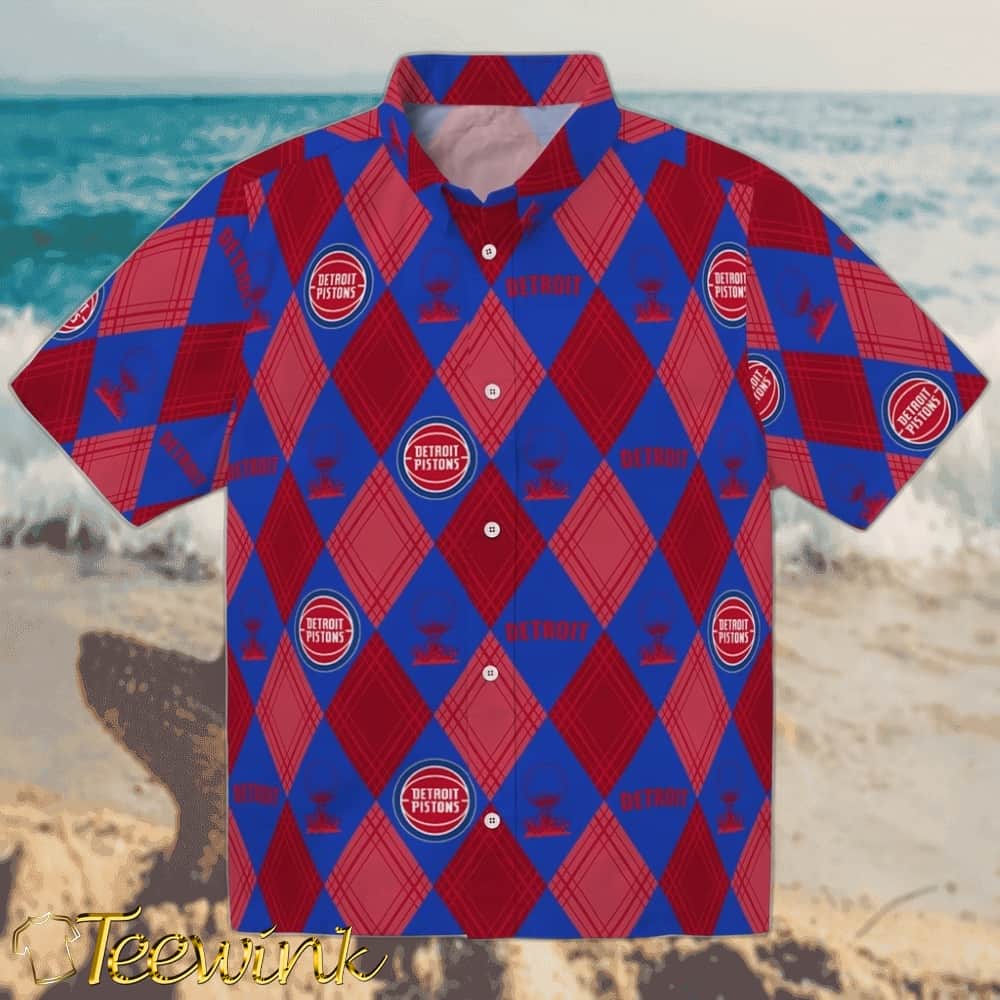 Golfing Plaid Detroit Pistons Hawaiian Shirt