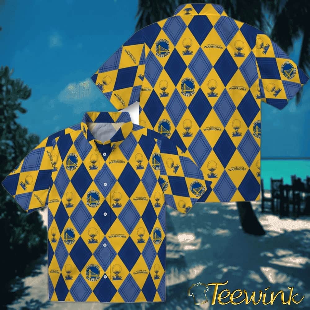 Golfing Plaid Golden State Warriors Hawaiian Shirt image 3 Golfing Plaid Golden State Warriors Hawaiian Shirt image 3