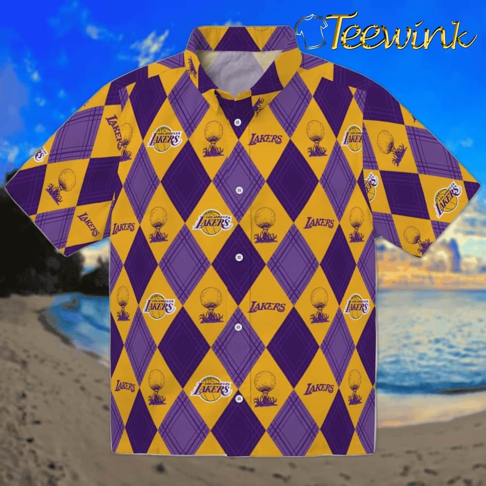 Golfing Plaid Los Angeles Lakers Hawaiian Shirt