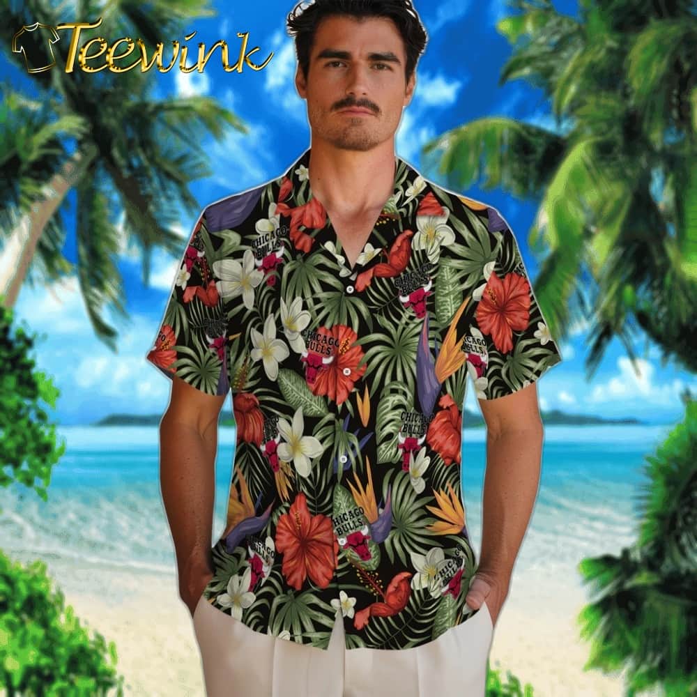 Hawaii Floral Hibiscus Chicago Bulls Hawaiian Shirt image 2 Hawaii Floral Hibiscus Chicago Bulls Hawaiian Shirt image 2