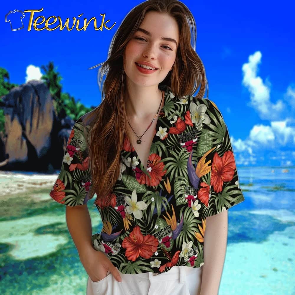 Hawaii Floral Hibiscus Chicago Bulls Hawaiian Shirt image 4 Hawaii Floral Hibiscus Chicago Bulls Hawaiian Shirt image 4
