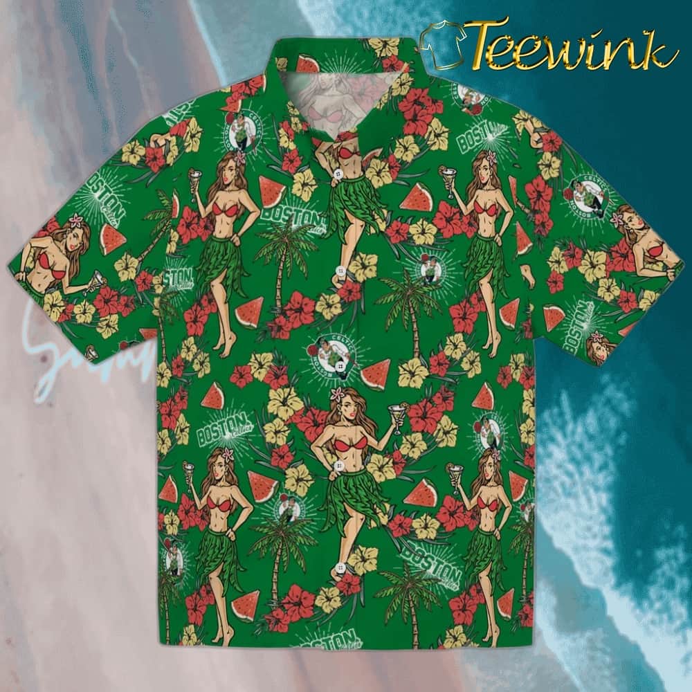 Hawaiian Girls Design Boston Celtics Hawaiian Shirt
