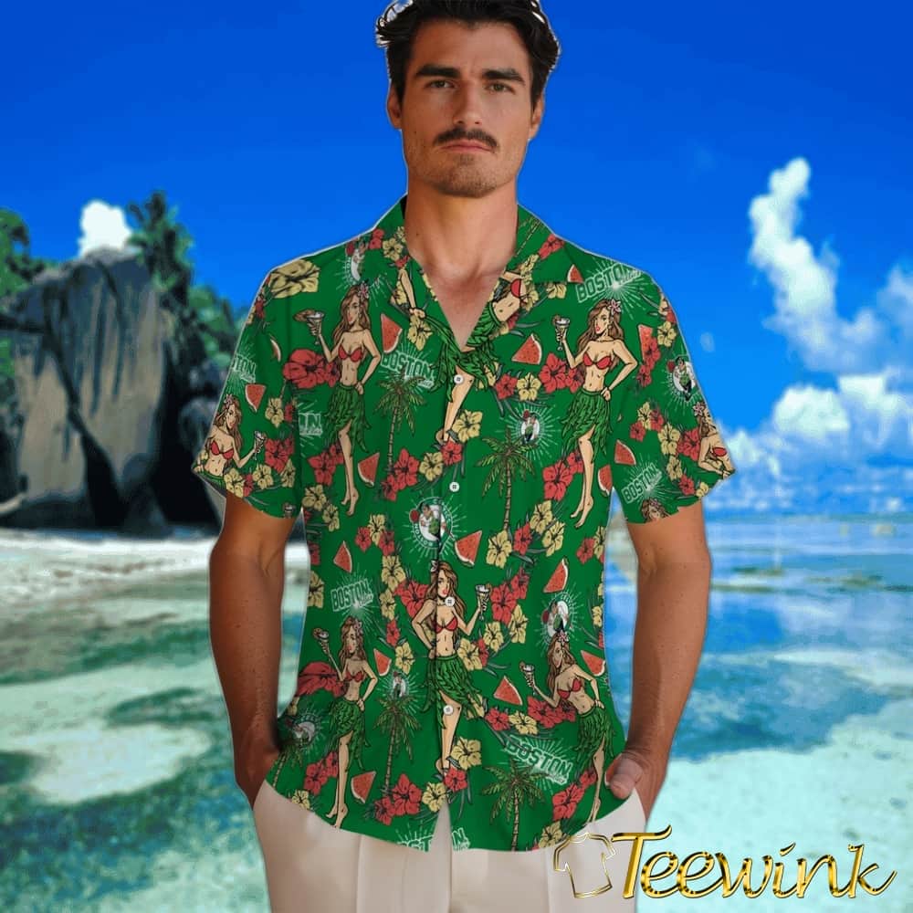 Hawaiian Girls Design Boston Celtics Hawaiian Shirt image 2 Hawaiian Girls Design Boston Celtics Hawaiian Shirt image 2