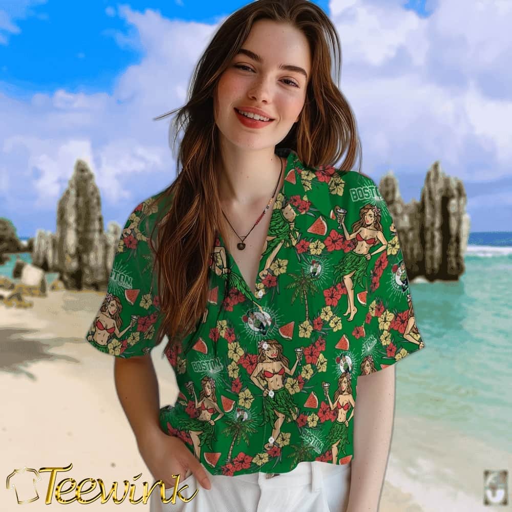 Hawaiian Girls Design Boston Celtics Hawaiian Shirt image 4 Hawaiian Girls Design Boston Celtics Hawaiian Shirt image 4