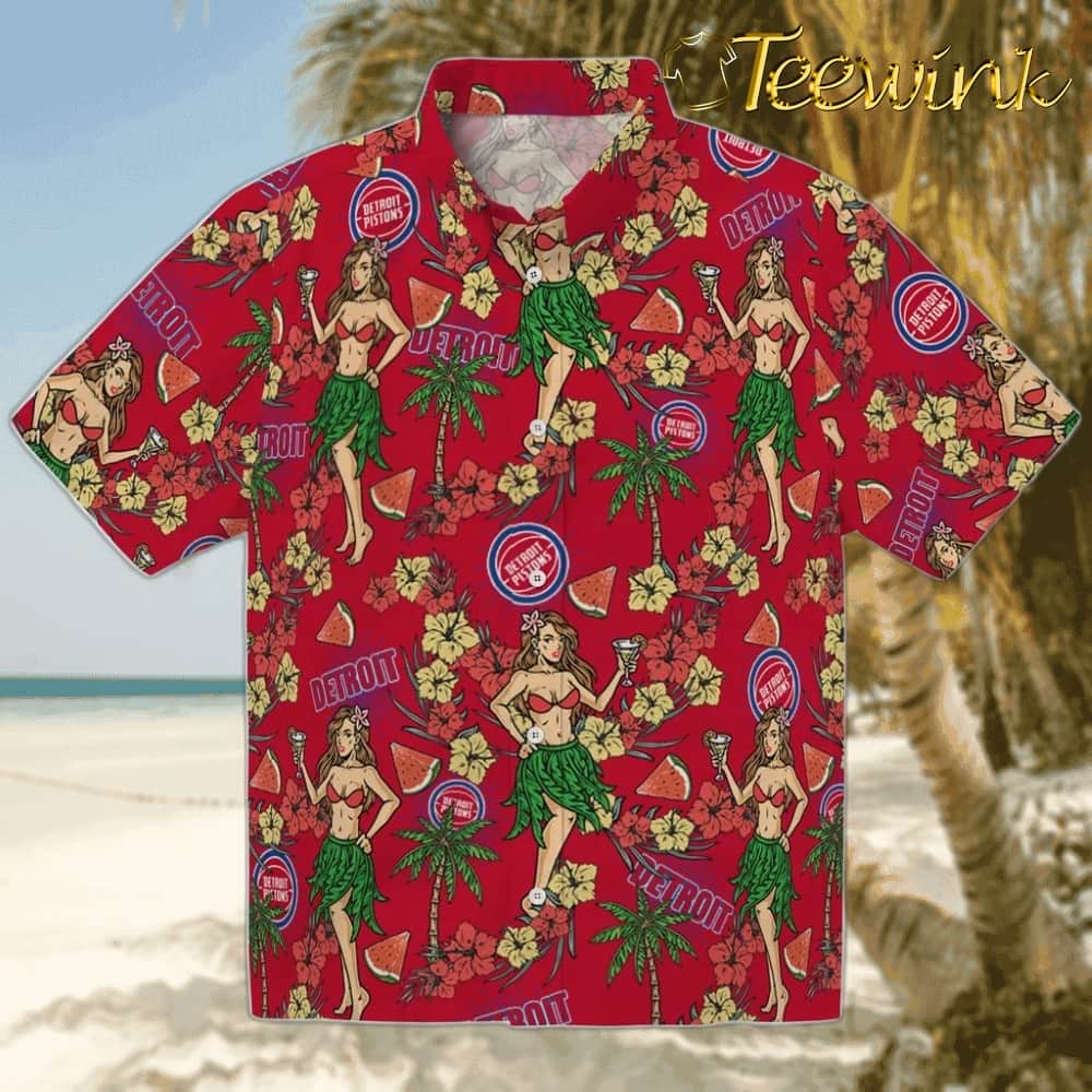 Hawaiian Girls Design Detroit Pistons Hawaiian Shirt