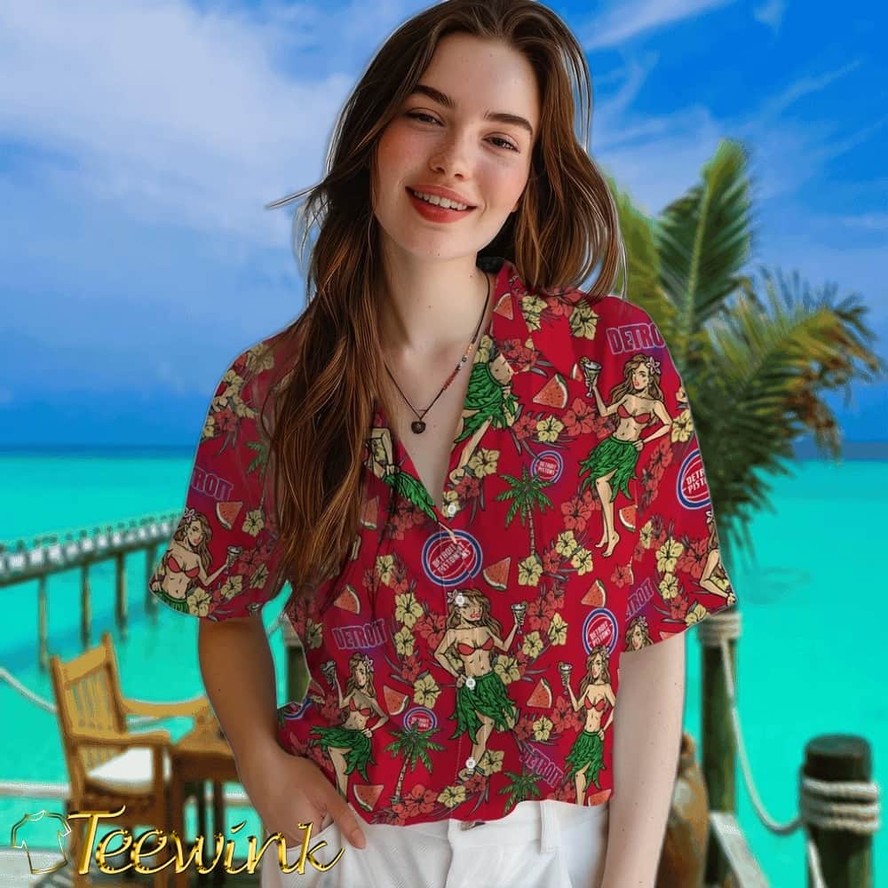 Hawaiian Girls Design Detroit Pistons Hawaiian Shirt image 4 Hawaiian Girls Design Detroit Pistons Hawaiian Shirt image 4