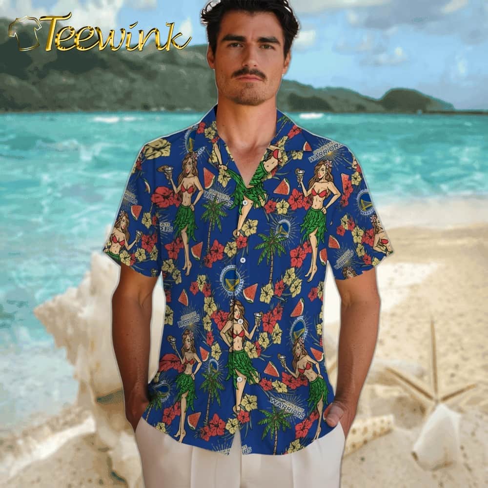 Hawaiian Girls Design Golden State Warriors Hawaiian Shirt image 2 Hawaiian Girls Design Golden State Warriors Hawaiian Shirt image 2