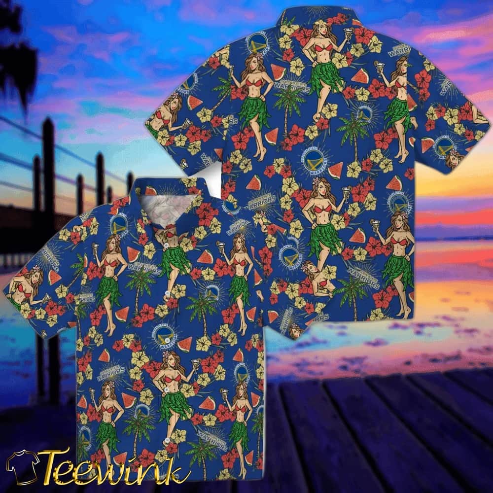 Hawaiian Girls Design Golden State Warriors Hawaiian Shirt image 3 Hawaiian Girls Design Golden State Warriors Hawaiian Shirt image 3