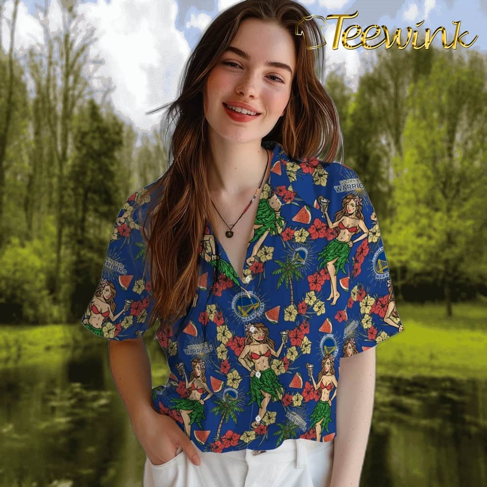Hawaiian Girls Design Golden State Warriors Hawaiian Shirt image 4 Hawaiian Girls Design Golden State Warriors Hawaiian Shirt image 4