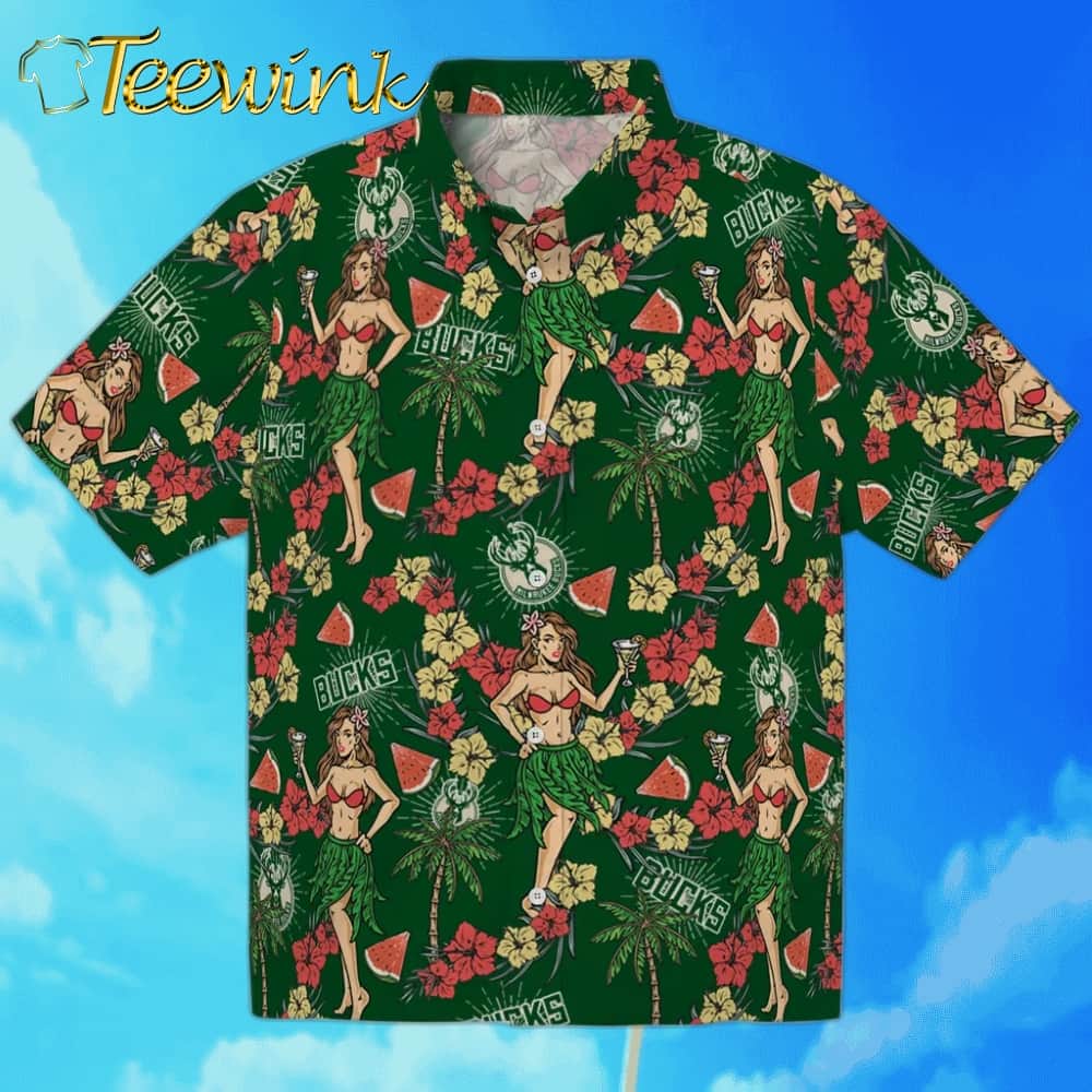 Hawaiian Girls Design Milwaukee Bucks Hawaiian Shirt