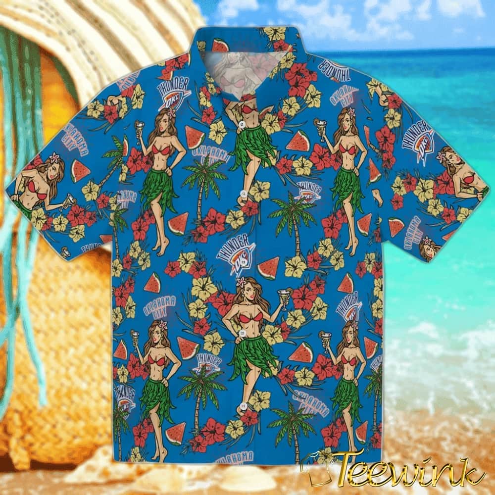 Hawaiian Girls Design Oklahoma City Thunder Hawaiian Shirt