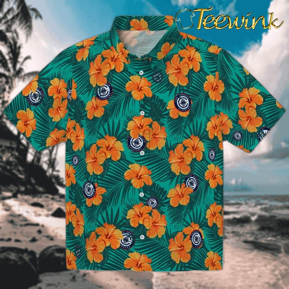 Hibiscus and Palm Leaves Los Angeles Clippers Hawaiian Shirt