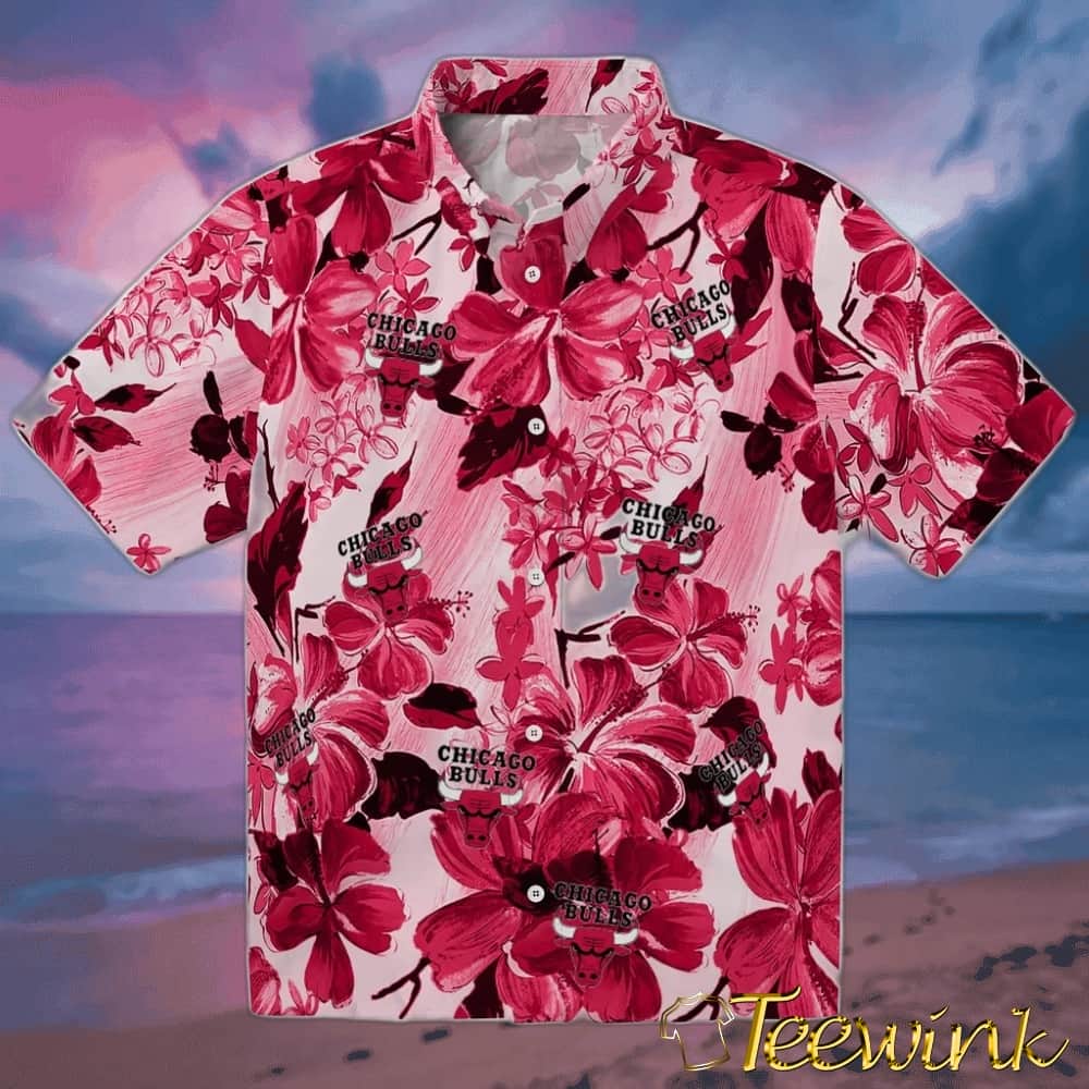 Hibiscus Arrangement Chicago Bulls Hawaiian Shirt