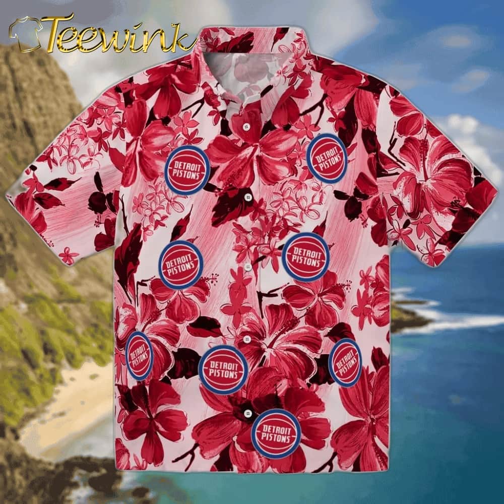 Hibiscus Arrangement Detroit Pistons Hawaiian Shirt