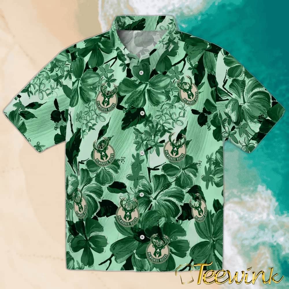 Hibiscus Arrangement Milwaukee Bucks Hawaiian Shirt