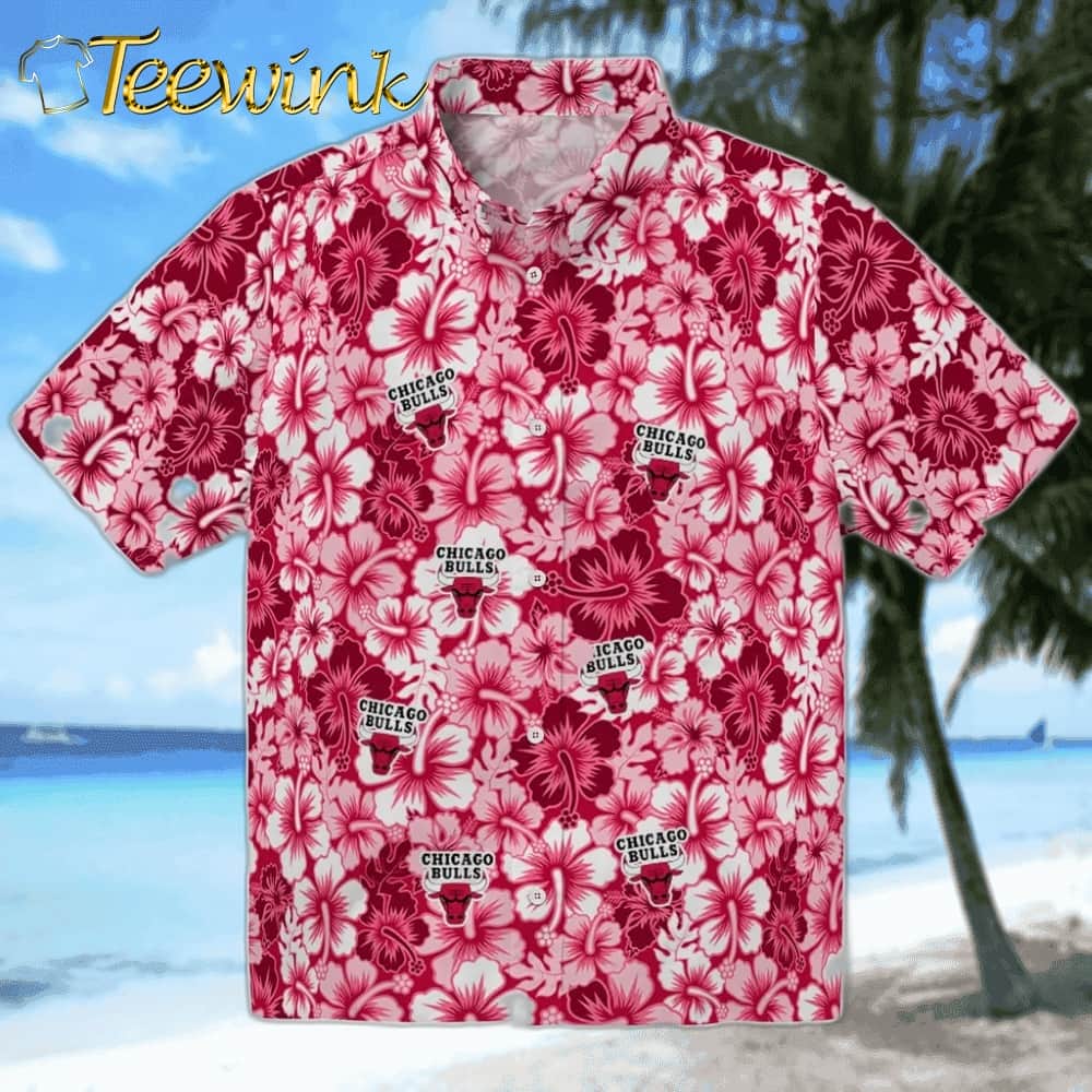 Hibiscus Cluster Chicago Bulls Hawaiian Shirt Hibiscus Cluster Chicago Bulls Hawaiian Shirt