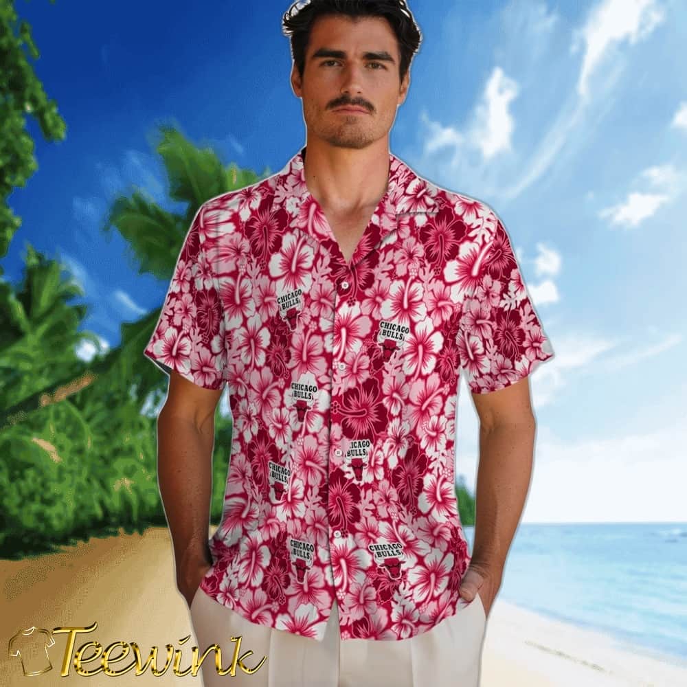 Hibiscus Blooms Chicago Bulls Hawaiian Shirt image 2 Hibiscus Blooms Chicago Bulls Hawaiian Shirt image 2