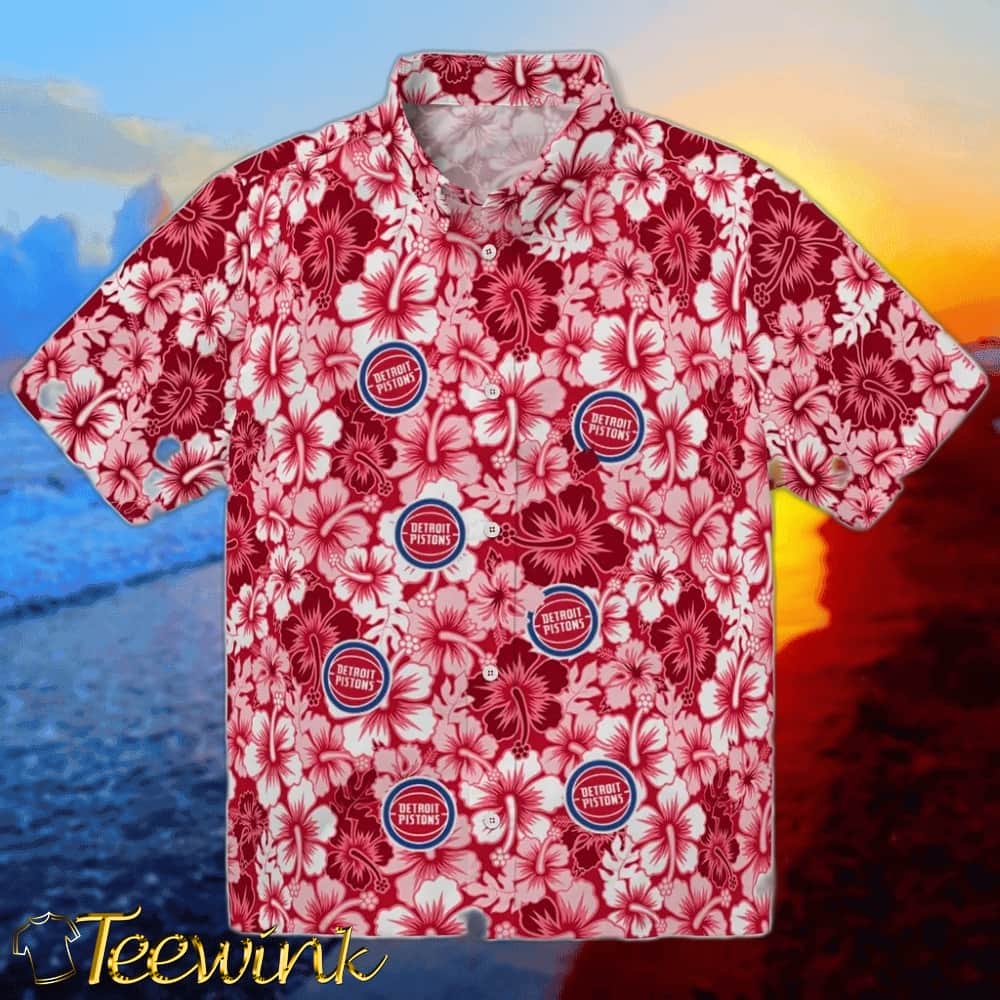 Hibiscus Blooms Detroit Pistons Hawaiian Shirt