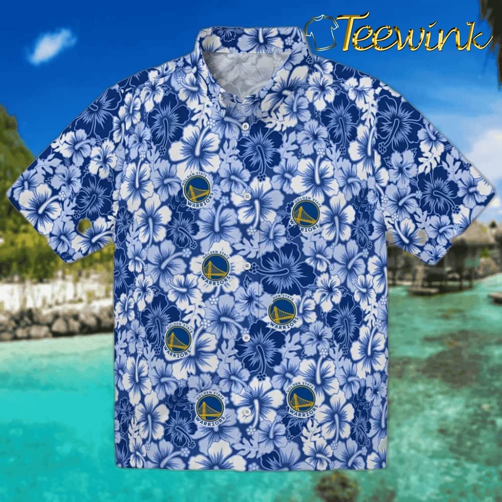 Hibiscus Blooms Golden State Warriors Hawaiian Shirt
