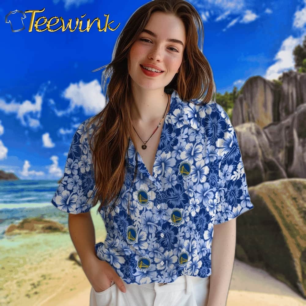 Hibiscus Blooms Golden State Warriors Hawaiian Shirt image 4 Hibiscus Blooms Golden State Warriors Hawaiian Shirt image 4