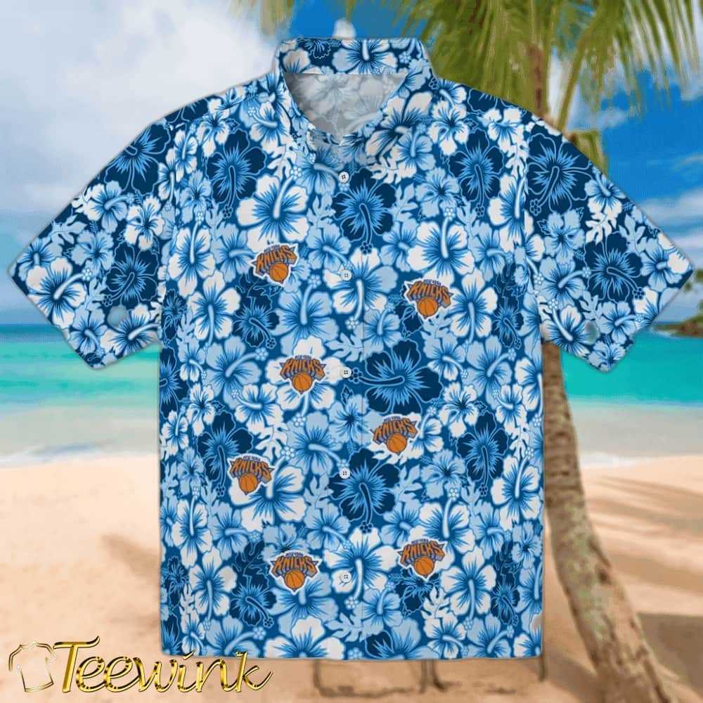 Hibiscus Blooms New York Knicks Hawaiian Shirt