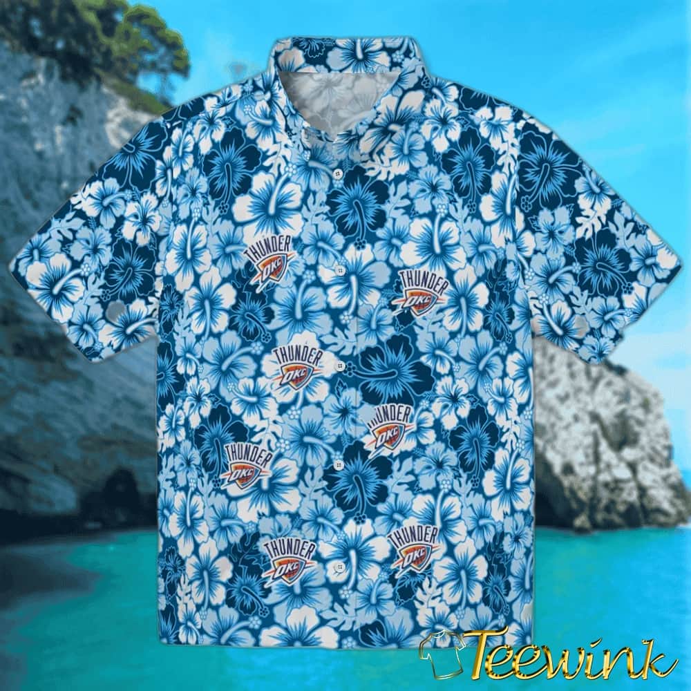 Hibiscus Blooms Oklahoma City Thunder Hawaiian Shirt