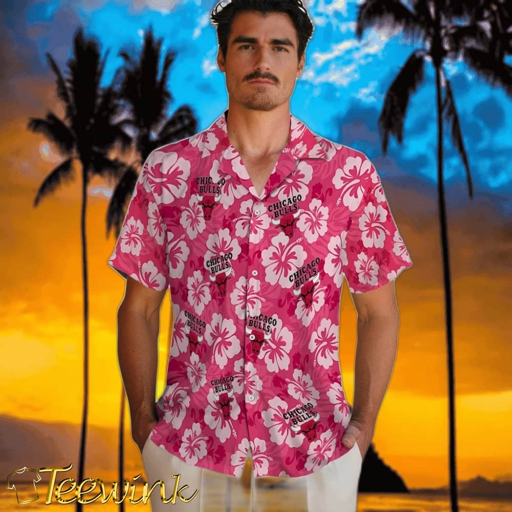 Hibiscus Cluster Chicago Bulls Hawaiian Shirt image 2 Hibiscus Cluster Chicago Bulls Hawaiian Shirt image 2