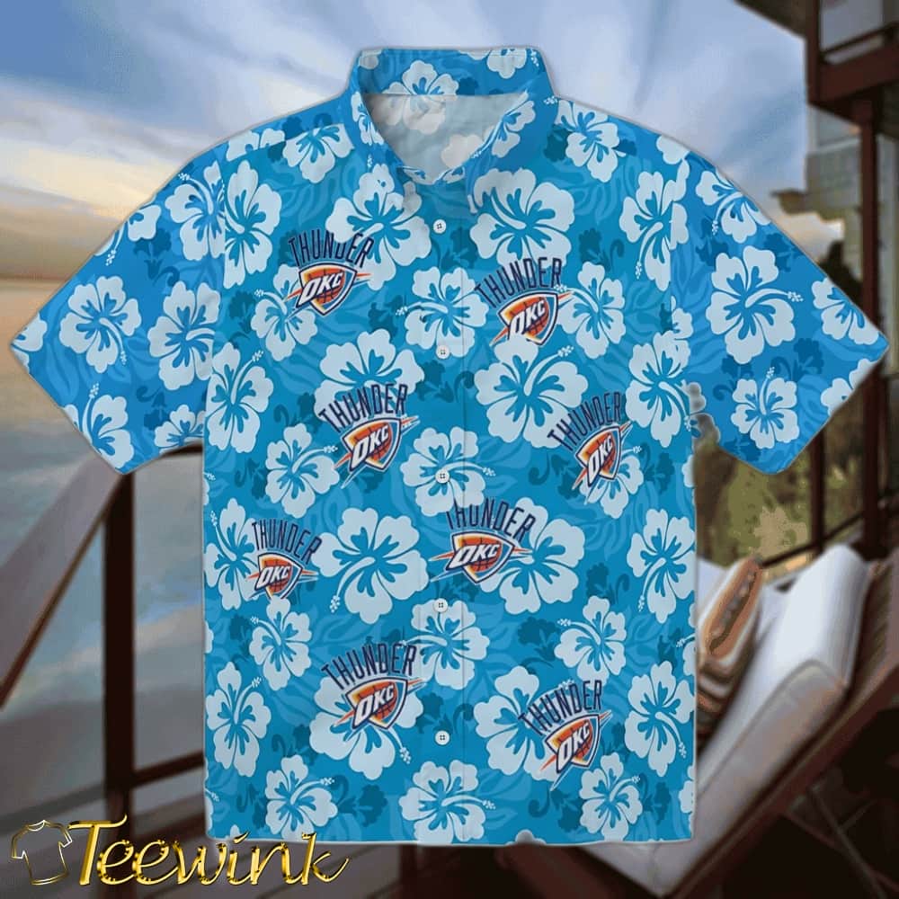 Hibiscus Cluster Oklahoma City Thunder Hawaiian Shirt