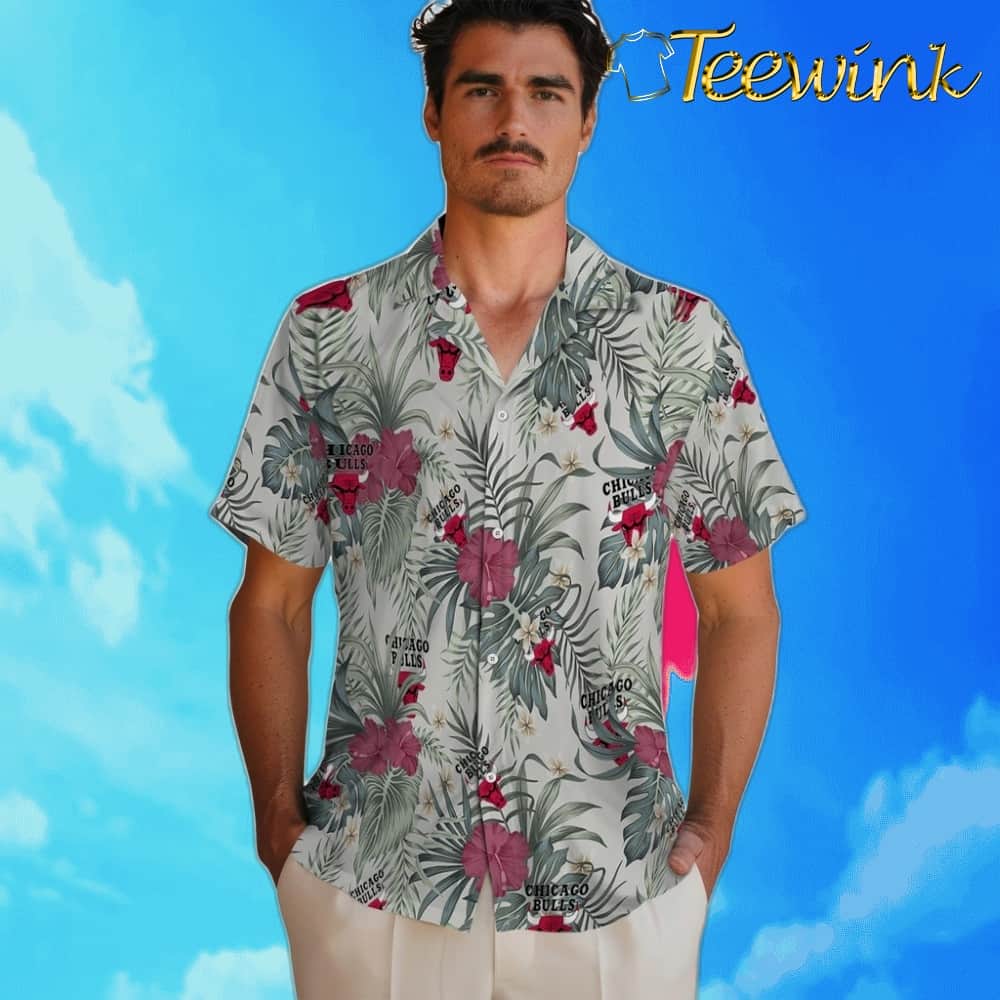 Hibiscus Designs Chicago Bulls Hawaiian Shirt image 2 Hibiscus Designs Chicago Bulls Hawaiian Shirt image 2