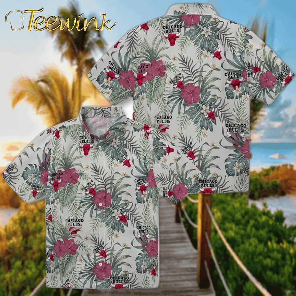 Hibiscus Designs Chicago Bulls Hawaiian Shirt image 3 Hibiscus Designs Chicago Bulls Hawaiian Shirt image 3