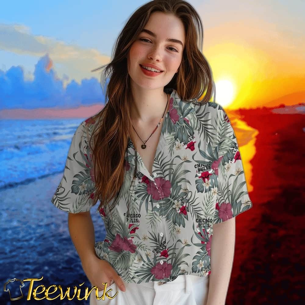 Hibiscus Designs Chicago Bulls Hawaiian Shirt image 4 Hibiscus Designs Chicago Bulls Hawaiian Shirt image 4