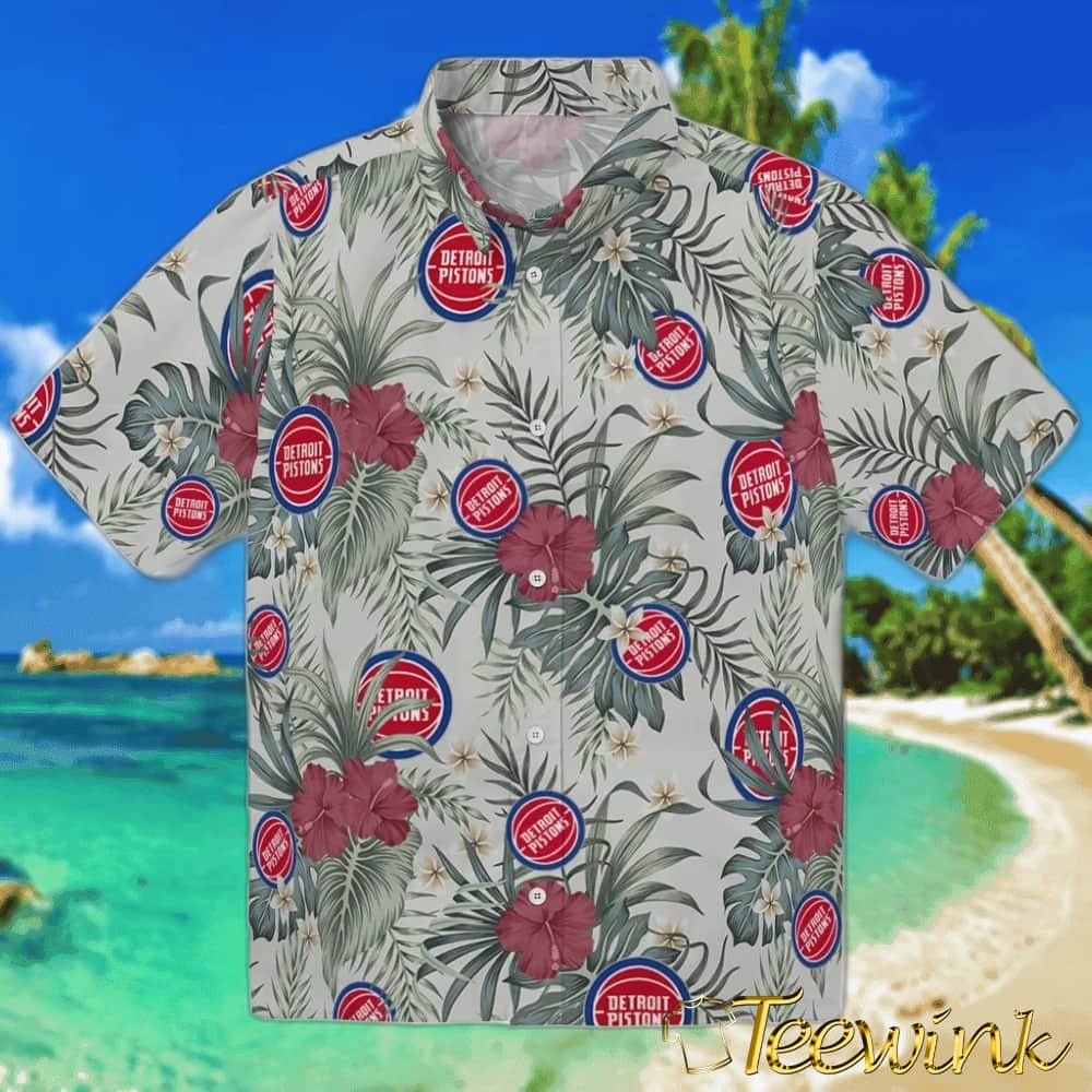 Hibiscus Exotic Detroit Pistons Hawaiian Shirt
