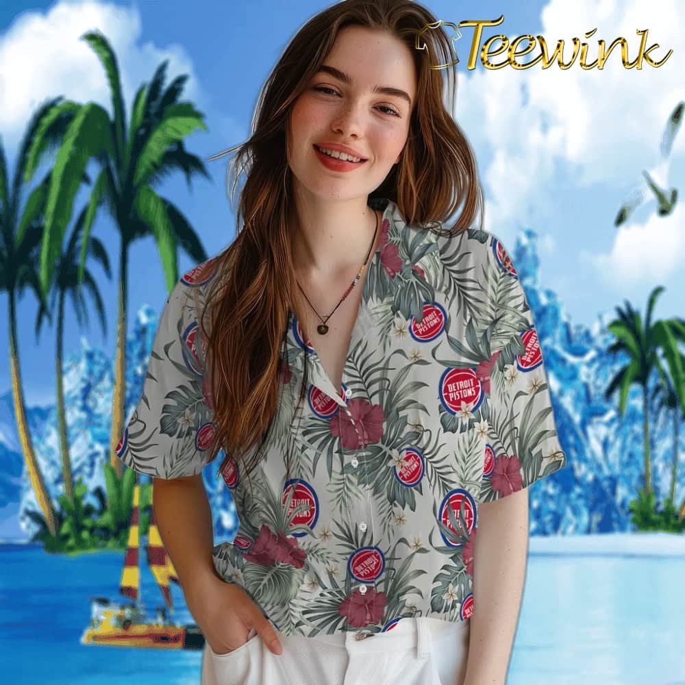 Hibiscus Designs Detroit Pistons Hawaiian Shirt image 4 Hibiscus Designs Detroit Pistons Hawaiian Shirt image 4