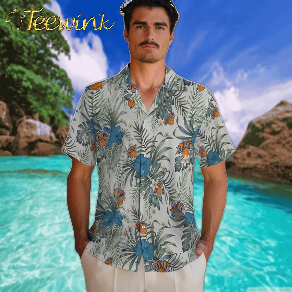 Hibiscus Designs New York Knicks Hawaiian Shirt image 2 Hibiscus Designs New York Knicks Hawaiian Shirt image 2