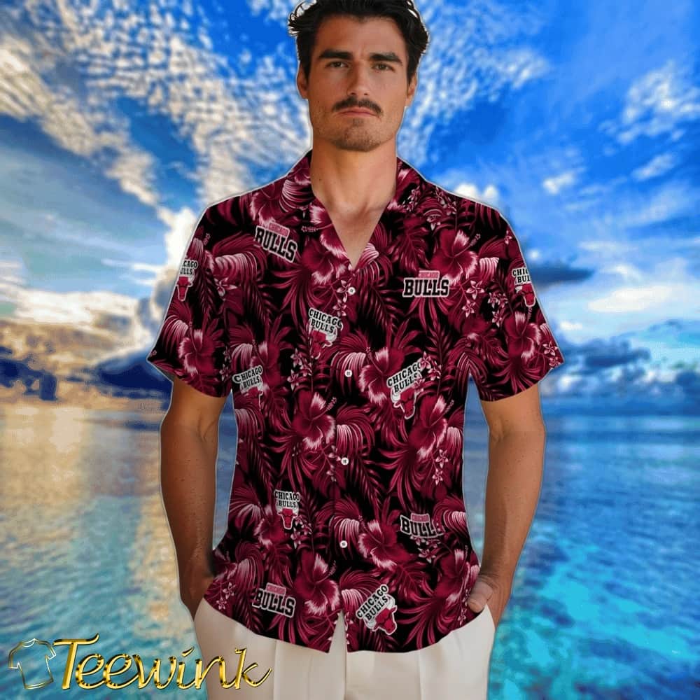 Hibiscus Exotic Chicago Bulls Hawaiian Shirt image 2 Hibiscus Exotic Chicago Bulls Hawaiian Shirt image 2