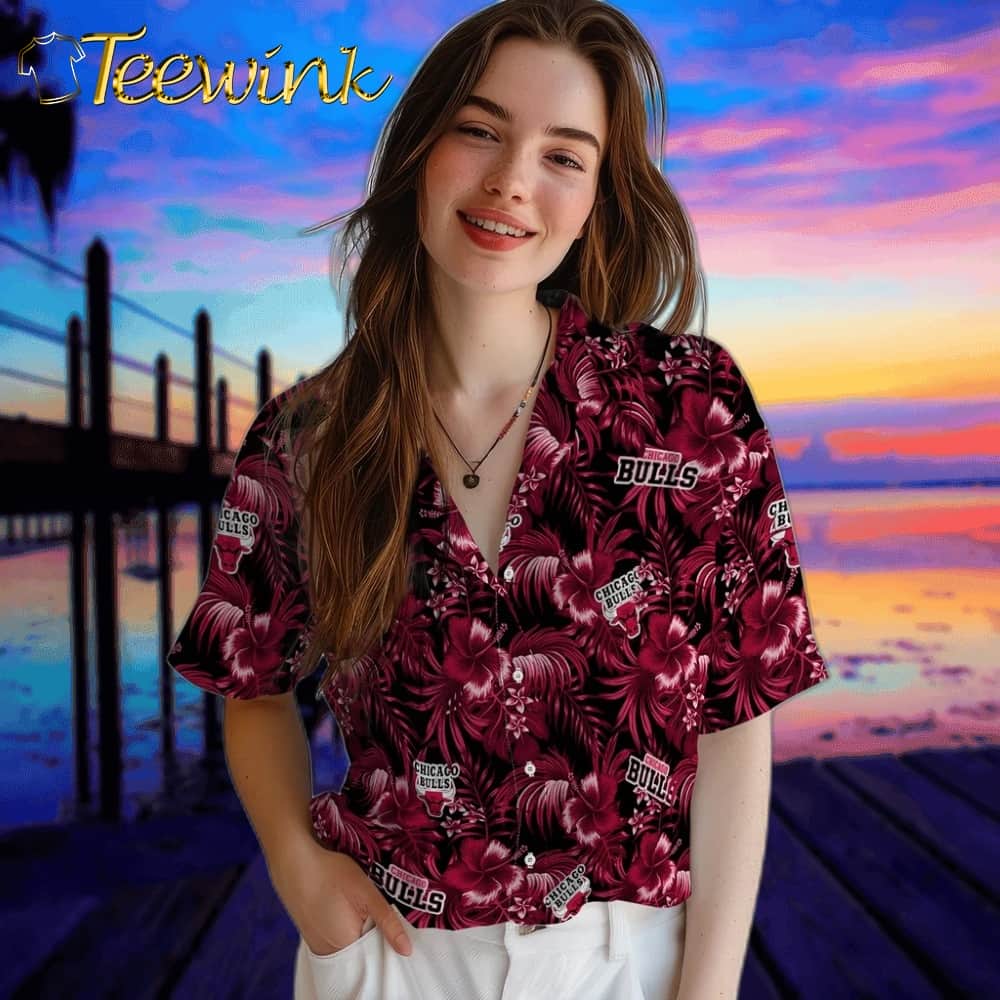 Hibiscus Exotic Chicago Bulls Hawaiian Shirt image 4 Hibiscus Exotic Chicago Bulls Hawaiian Shirt image 4