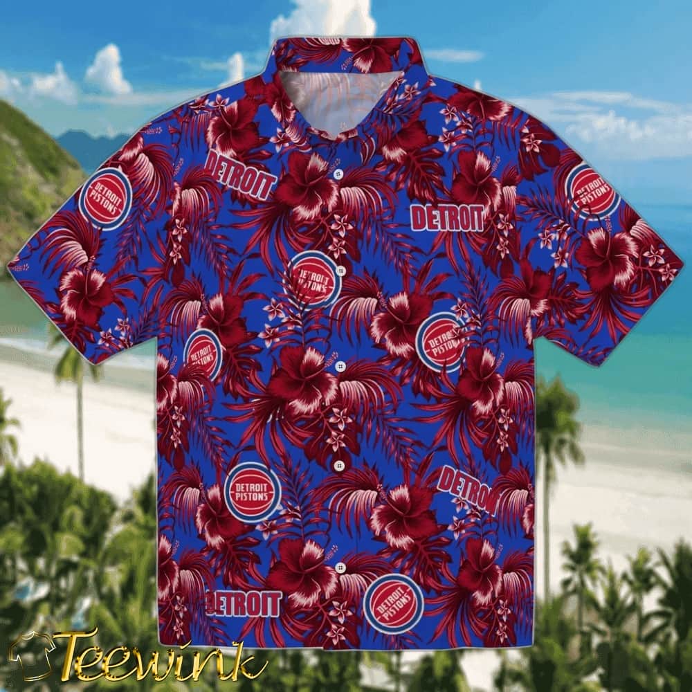 Hibiscus Exotic Detroit Pistons Hawaiian Shirt