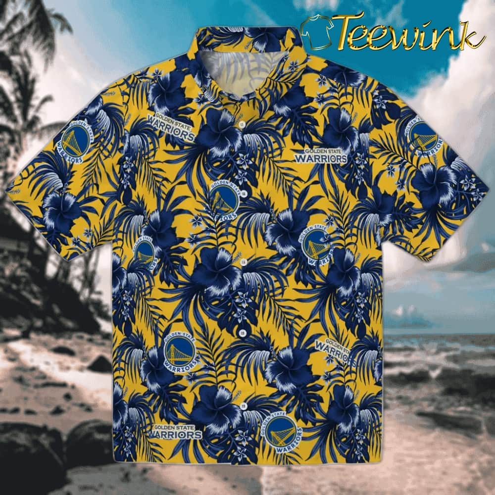 Hibiscus Exotic Golden State Warriors Hawaiian Shirt