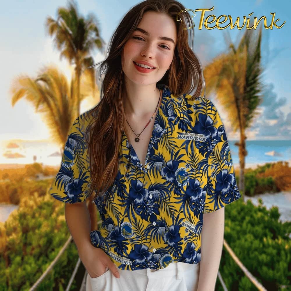 Hibiscus Exotic Golden State Warriors Hawaiian Shirt image 4 Hibiscus Exotic Golden State Warriors Hawaiian Shirt image 4